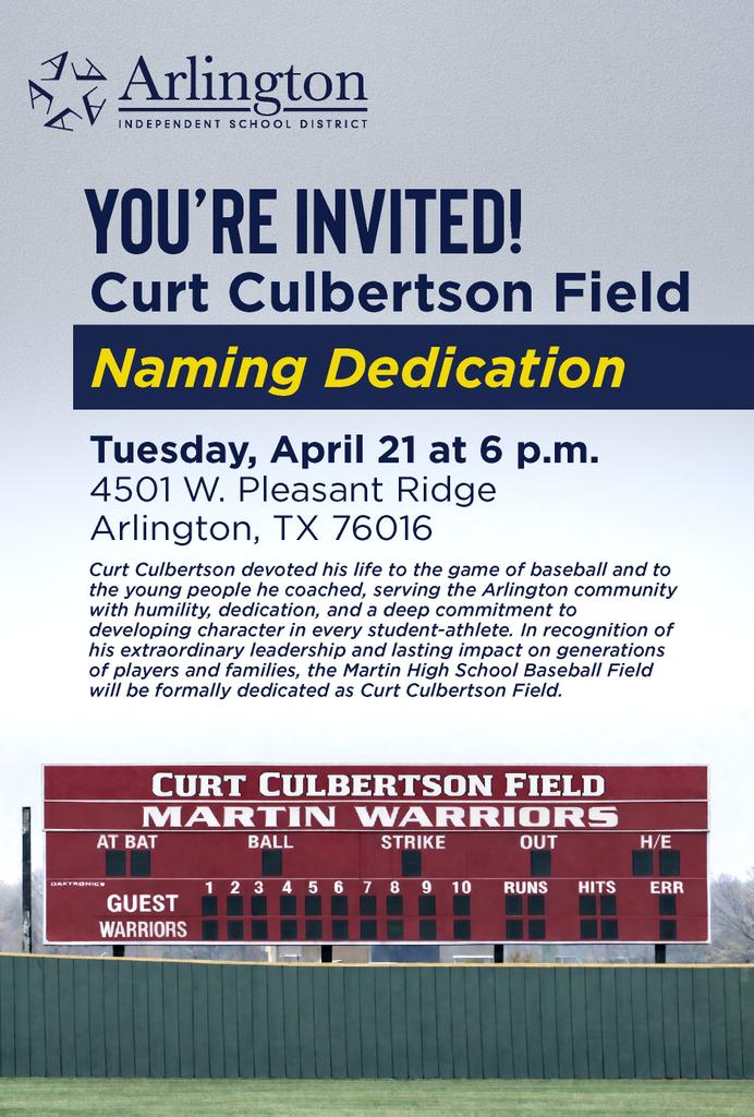 Culbertson Field Dedication Invitation